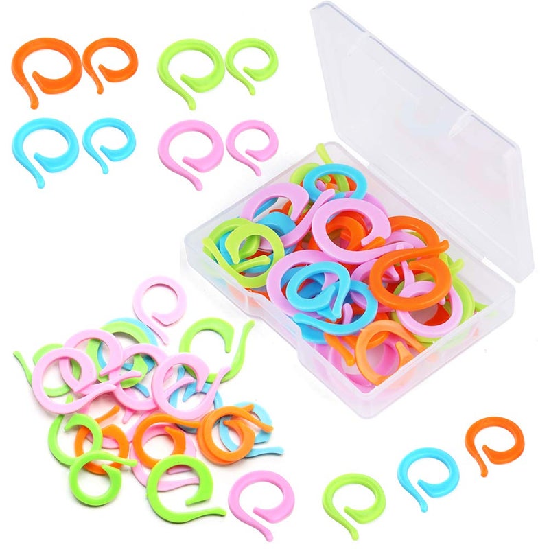 Lokunn 40Pcs Stitch Markers for Crocheting, Crochet Stitch Markers Ring, Multicolor Knitting Stitch Markers for Knitting and Crocheting, Small and Large Locking Markers - Image 1
